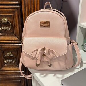 Charming Charlie Blush Pink Backpack with Bow Accent